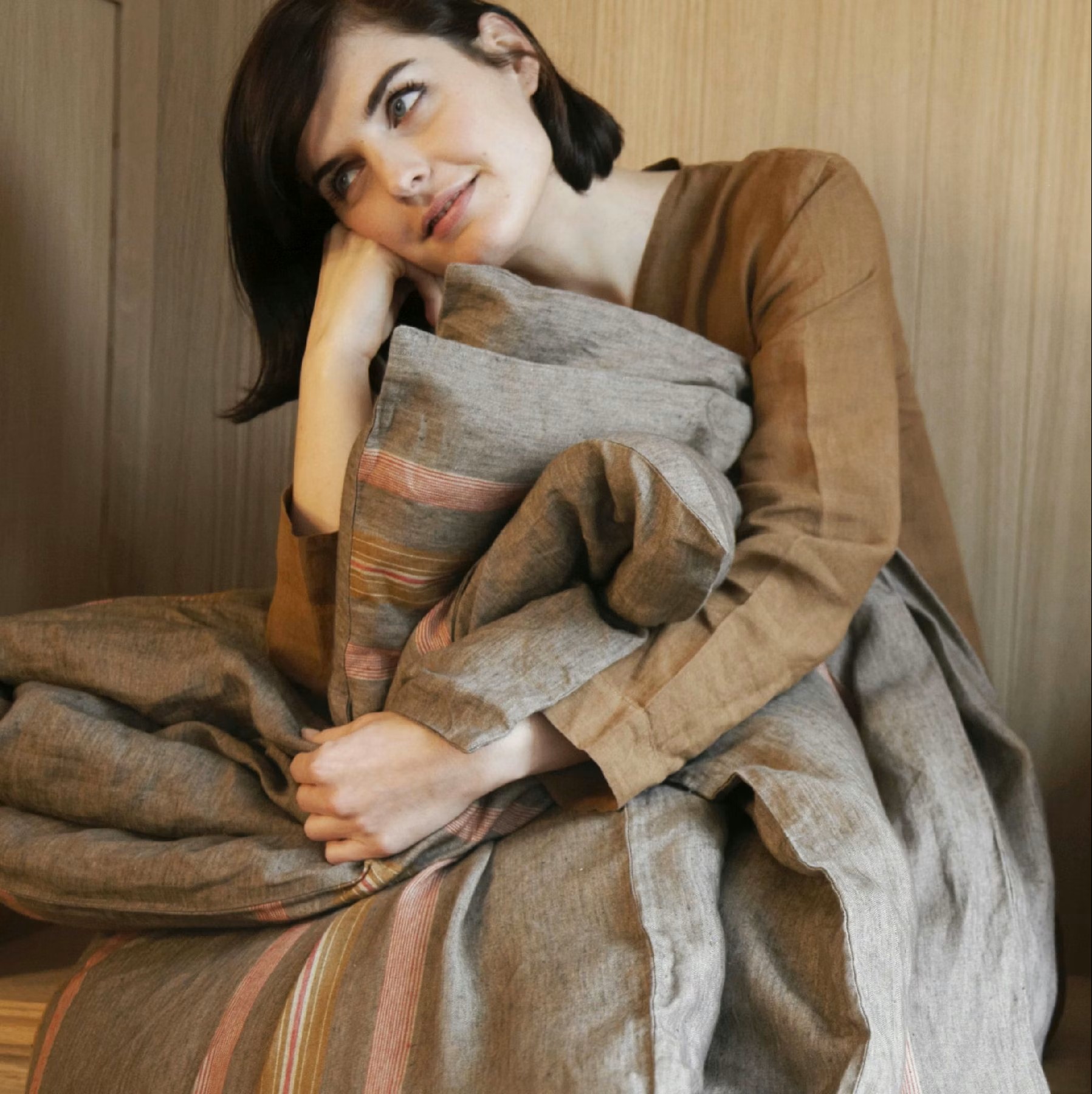 Luxusn� Ln�n� Povle�en� - Nottinghill Stripe - Len - Modern Retro Style