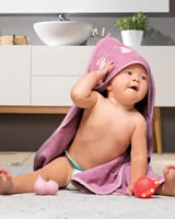 Dětská - Baby Osuška s Kapucí - Ťapičky - Stopy Růžové - Bavlněné Froté