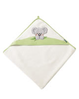 Dětská - Baby Osuška s Kapucí - Medvídek Koala - Zelená - Luxury Bavlna