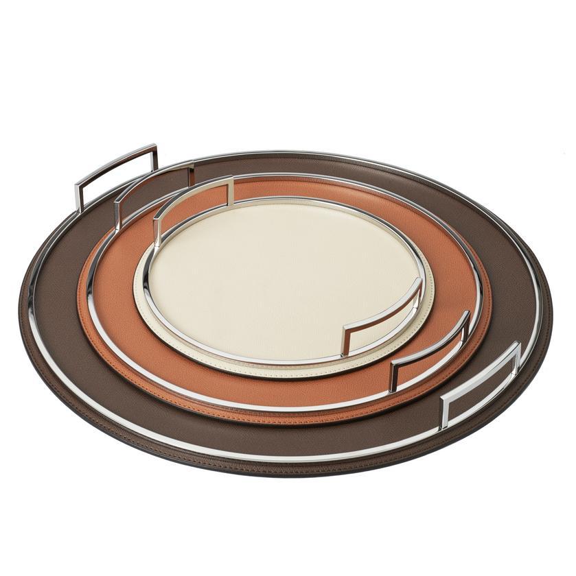 Luxusn Podnos - Tc - Prav Telec Ke - Kruh & Silver - Made in Italy