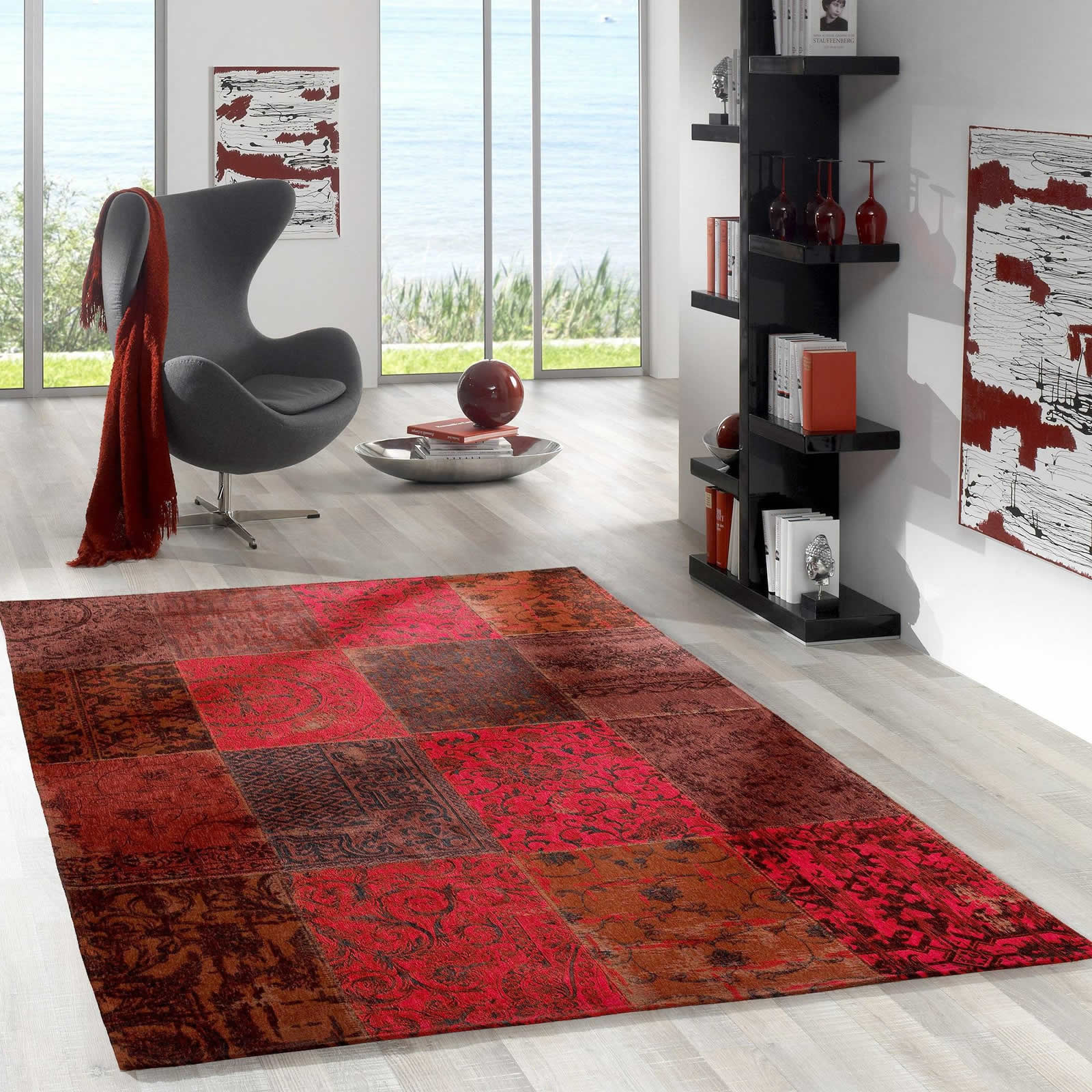 Vintage Collage Karmnov - Modern Koberec - 100% Chenille-Bavlna