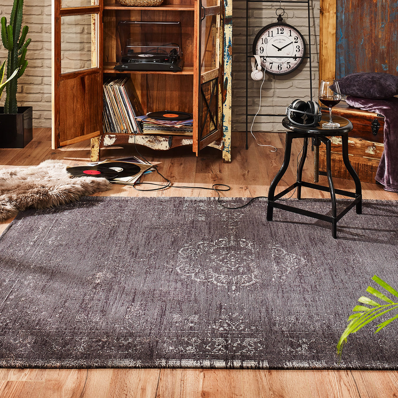 Fading ern Minerl - Modern Koberec - 100% Chenille-Bavlna