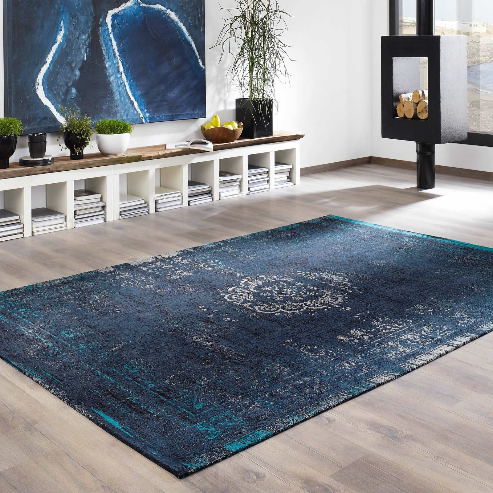 Fading Non Modr - Modern Koberec - 100% Chenille-Bavlna