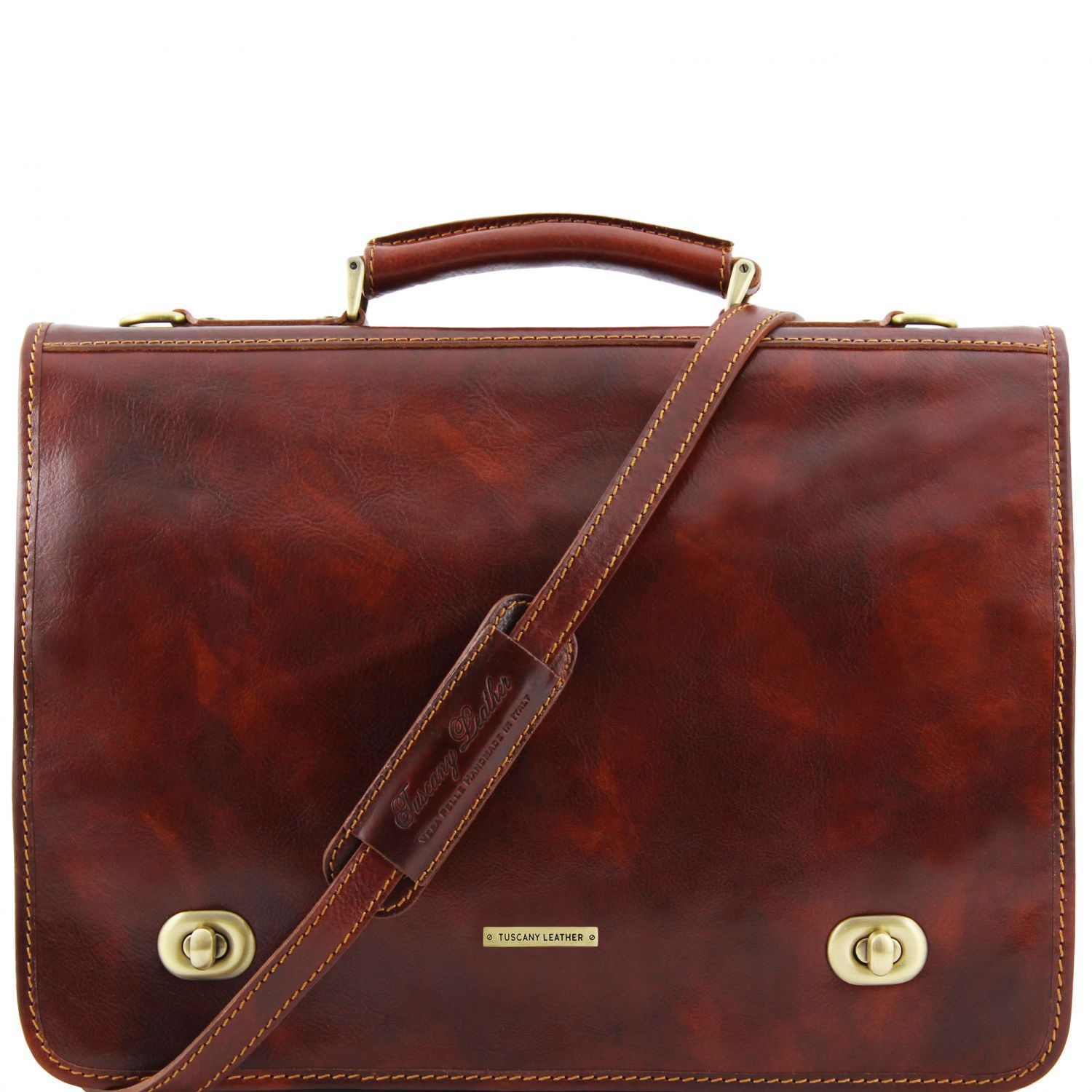 Fashion Ko�en� Aktovka Siena - Business Style - Prav� K��e - Ka�tanov� Hn�d�