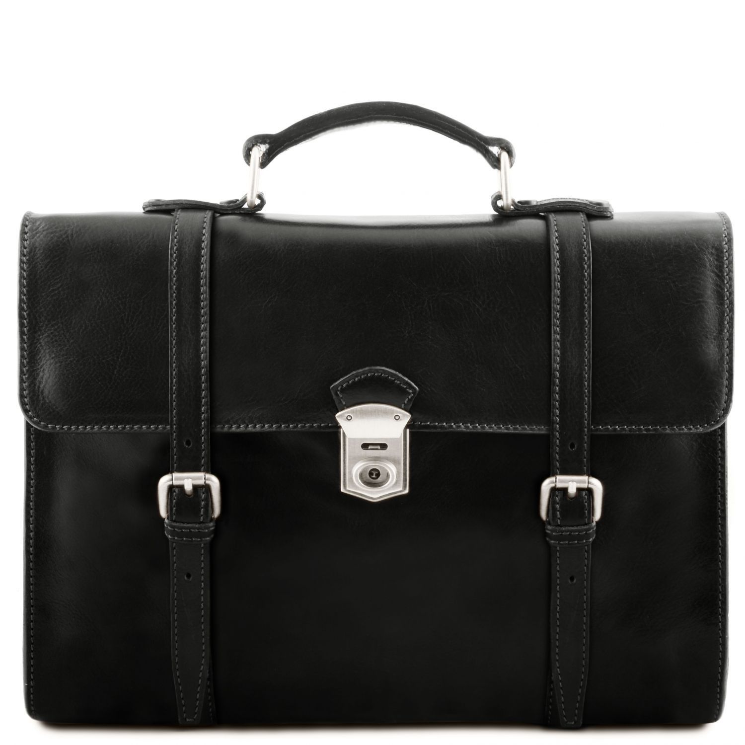 Stylov� Ko�en� Aktovka Viareggio - Business Style - Prav� K��e - �ern�