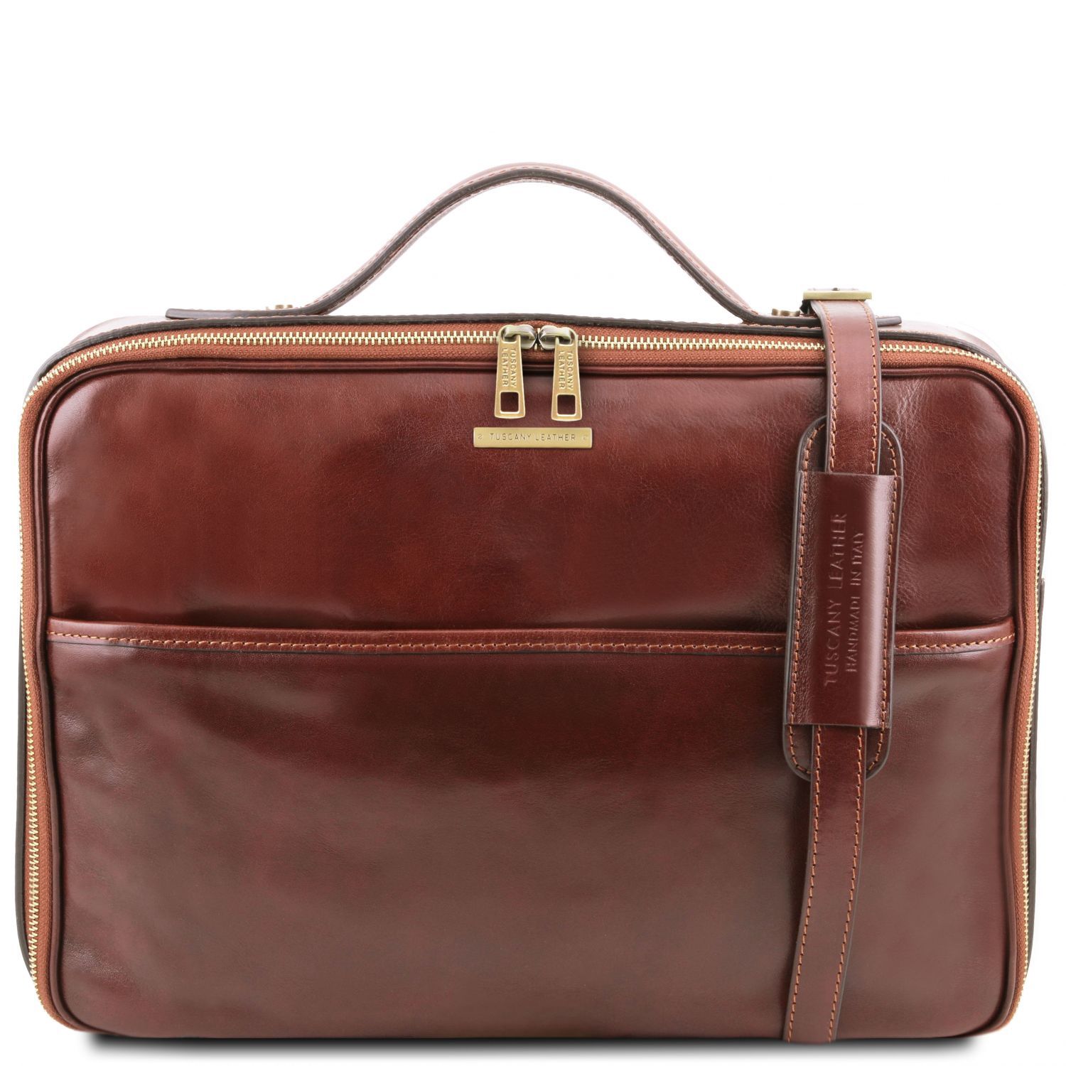 Ko�en� Notebook Aktovka/Kuf��k Vicenza - Business Style - Prav� K��e - Ka�tanov� Hn�d�