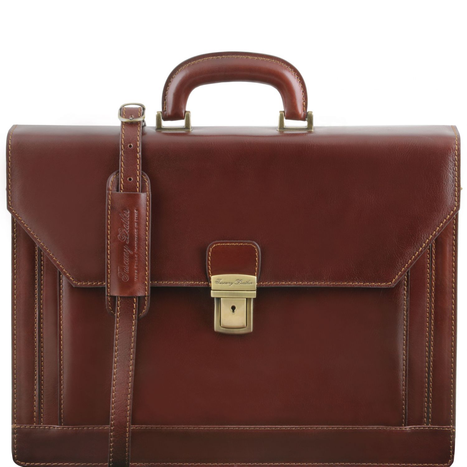 Stylov� Ko�en� Aktovka Napoli II - Business Style - Prav� K��e - Ka�tanov� Hn�d�