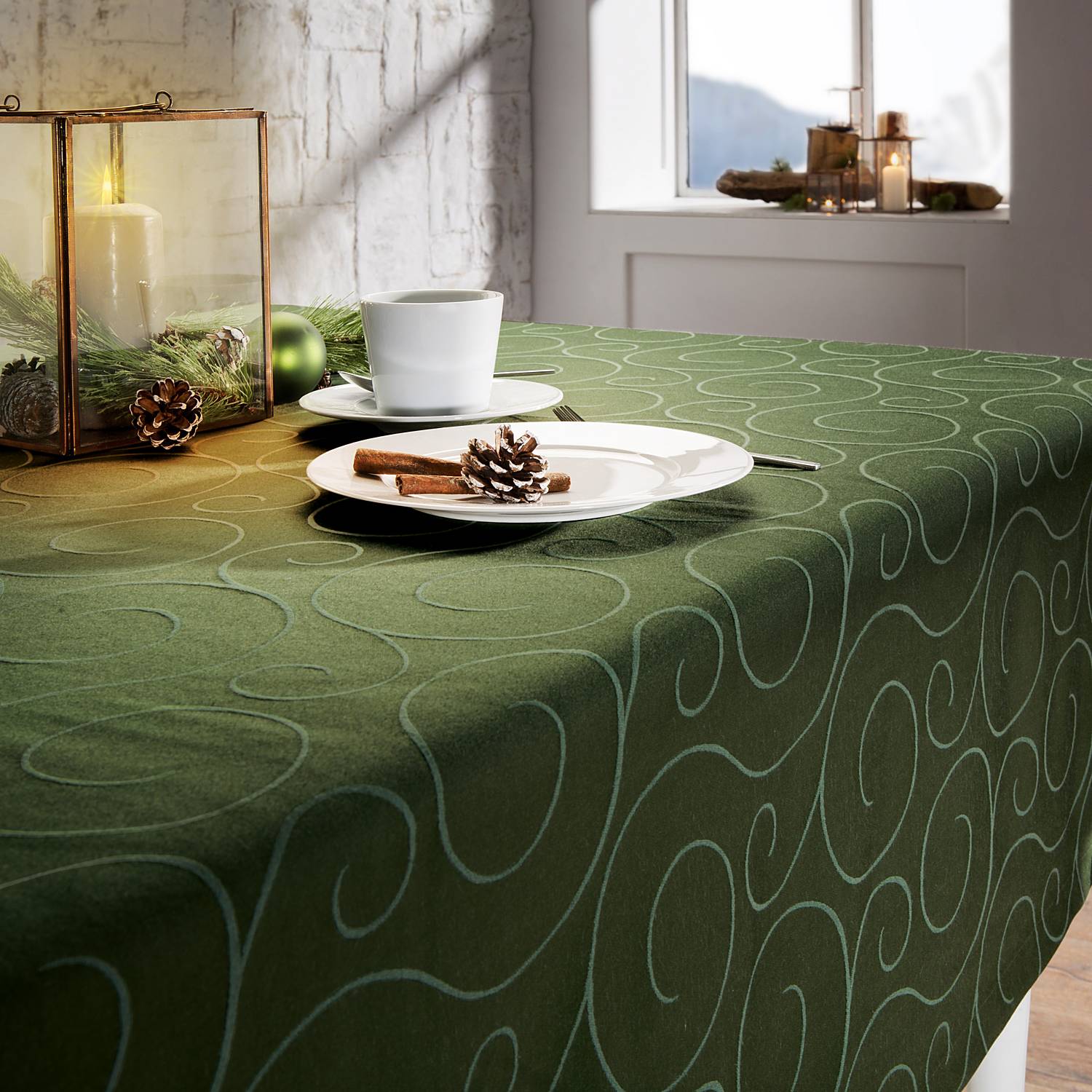 Ubrus - Klasik Style - Modern Color Damaek - akr - Jacquard - Tmav Zelen