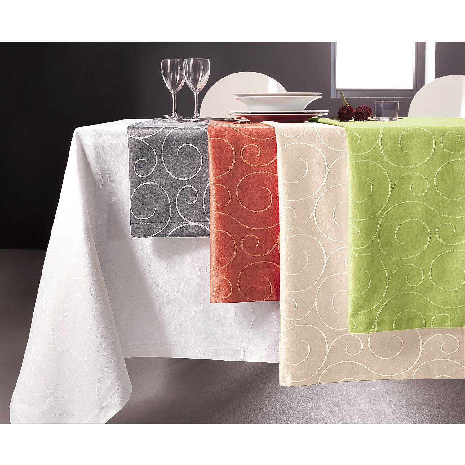 Ubrus - Klasik Style - Modern Color Damaek - akr - Jacquard - Jasn Zelen