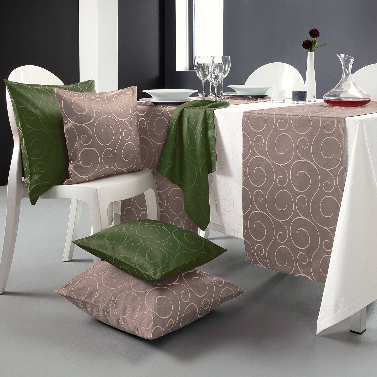 Ubrus - Klasik Style - Modern Color Damaek - akr - Jacquard - Taupe
