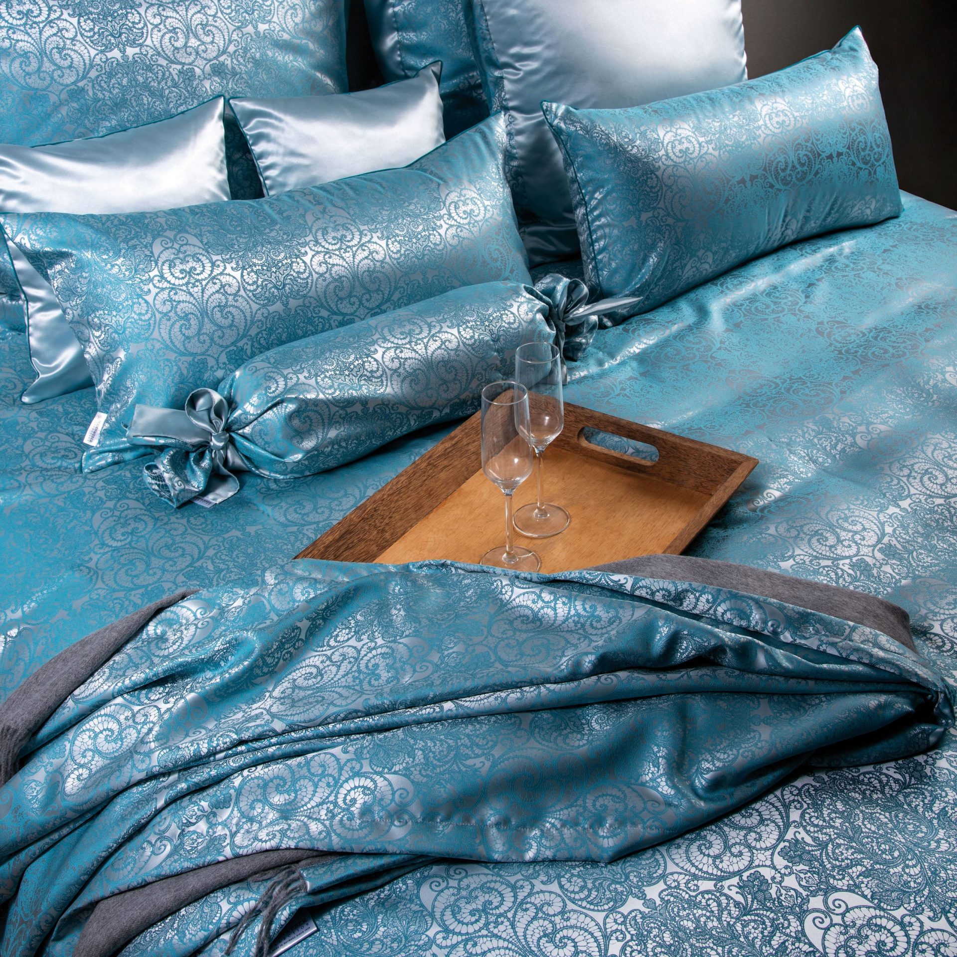 Luxusn Hedvbn Povleen - Nomi - Orient Modr - Jacquard - Prav Hedvb - PremiumStyle