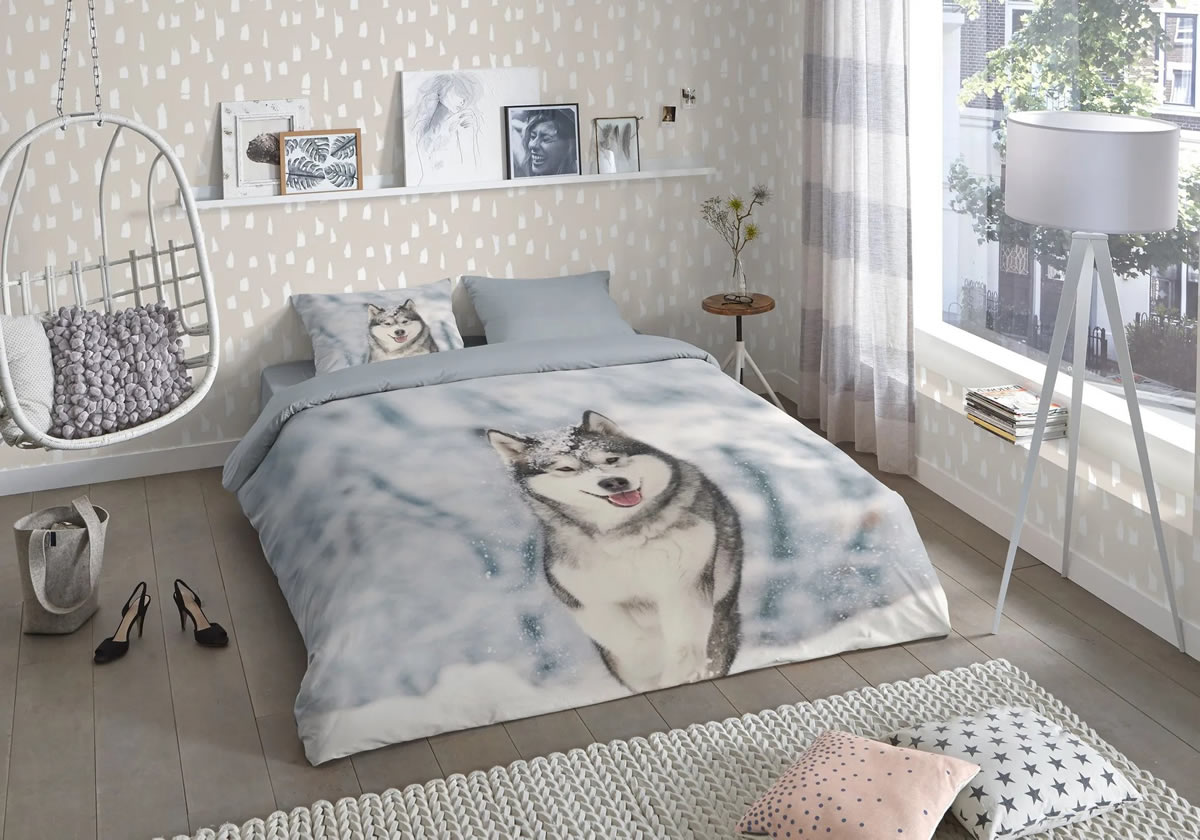 Povleen - Husky  - Bavlnn Flanel - Ticho Lesa - Tajga & Tundra