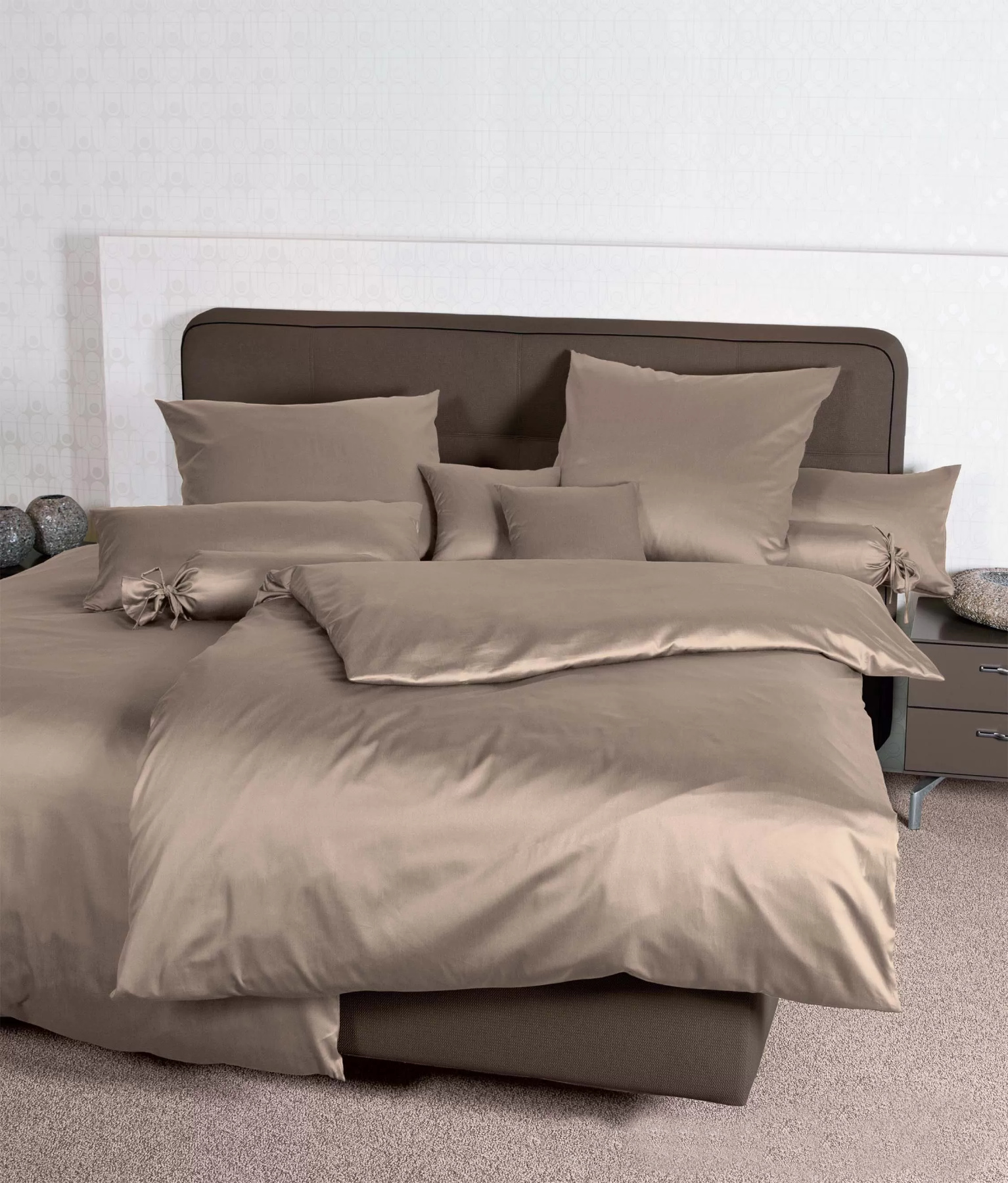 Povleen - UNI - Taupe - Bavlnn Mako Satn - Elegant Style