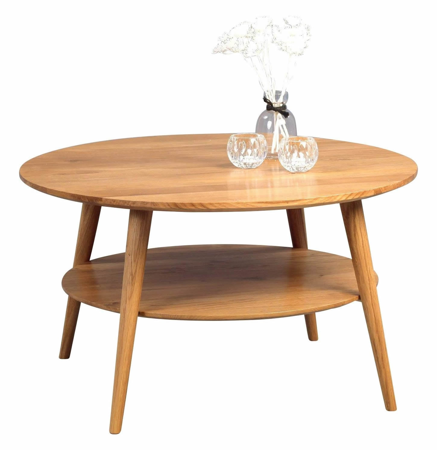 Konferen�n� Stolek - Kulat� - Prav� D�evo Divok� Dub Masiv Olejovan� - pr�m�r 80 cm