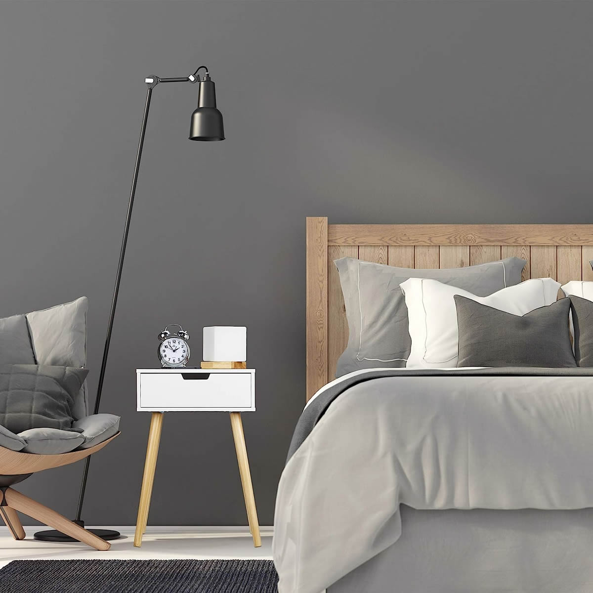 Modern & Skandinvsk Design - 1 zsuvkov - Non Stolek pro Boxspring Postel