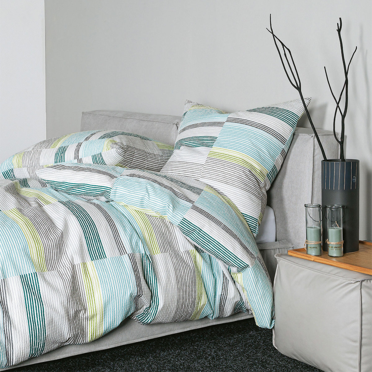 Povleen - Astrid Aqua - Soft Krep - Bavlna - Grafik Design Style