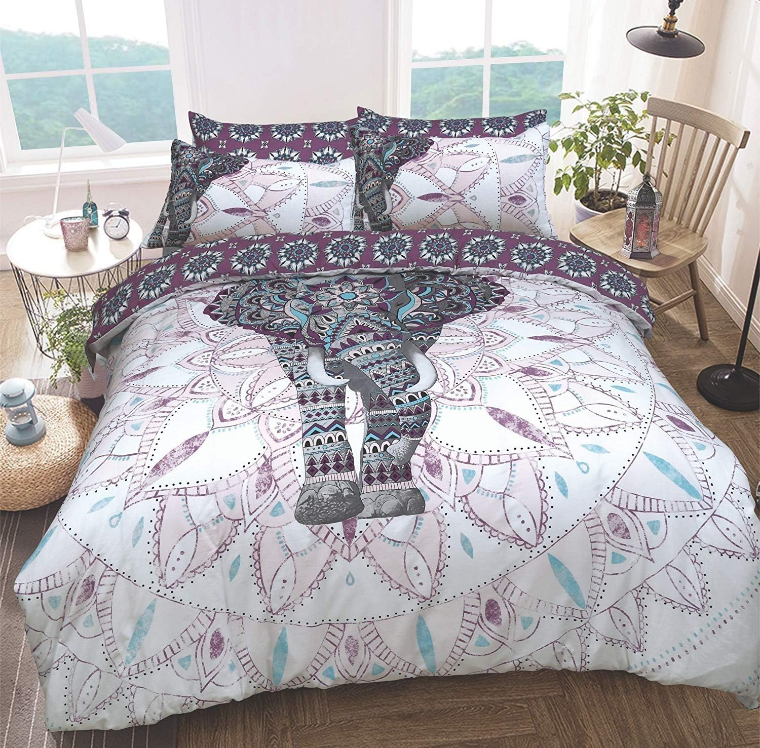 Povleen - Slon Mandala - Violet - Bavlna Mix - Sloni pro tst
