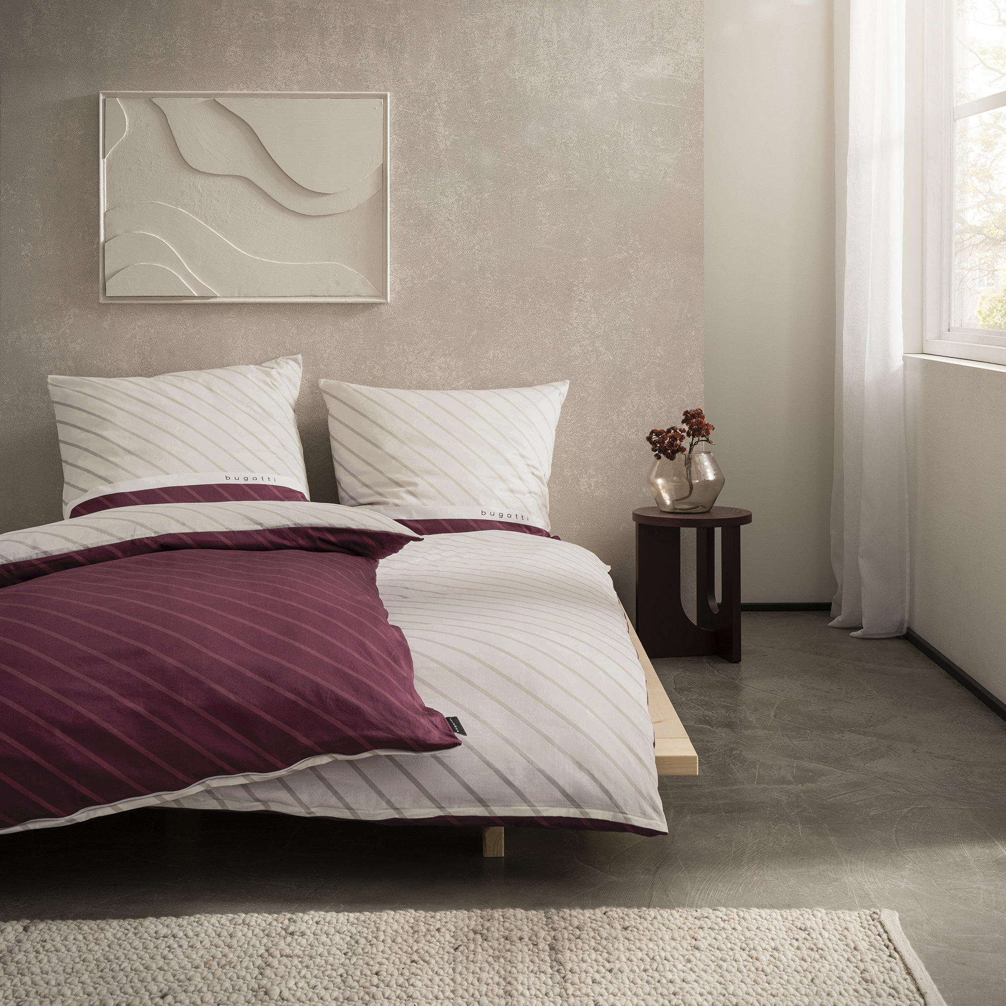 Povleen - bugatti - Satin Merlot - Bordeaux - Mako Bavlnn Satn - Burgundy Style