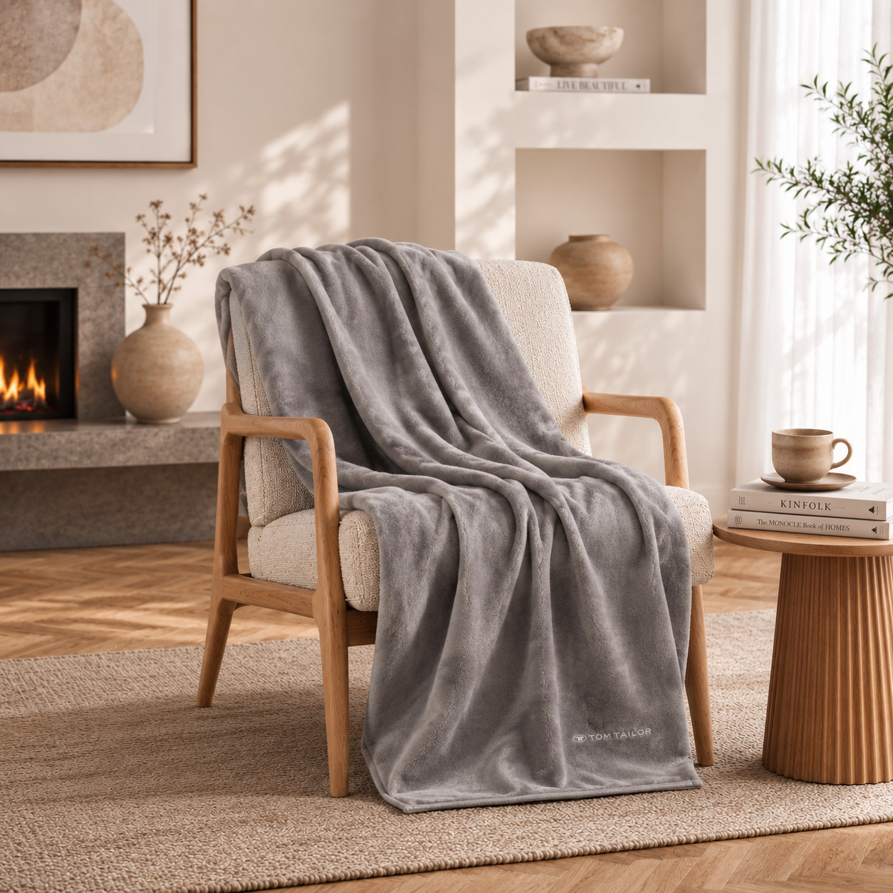 Deka - Pl�d - UNI - Wellsoft Fl�s - Color - �ed� - Tom Tailor