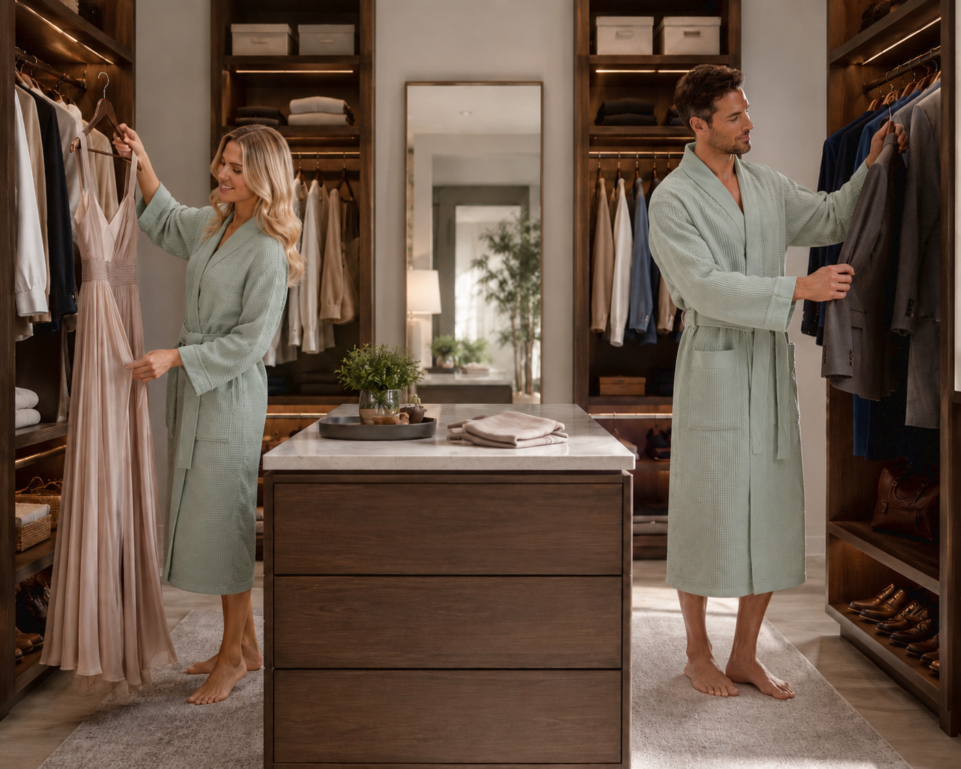 Wellness �upan Kimono Comfort - UNISEX - Olivov� - Bavlna - Waflov� Pik�