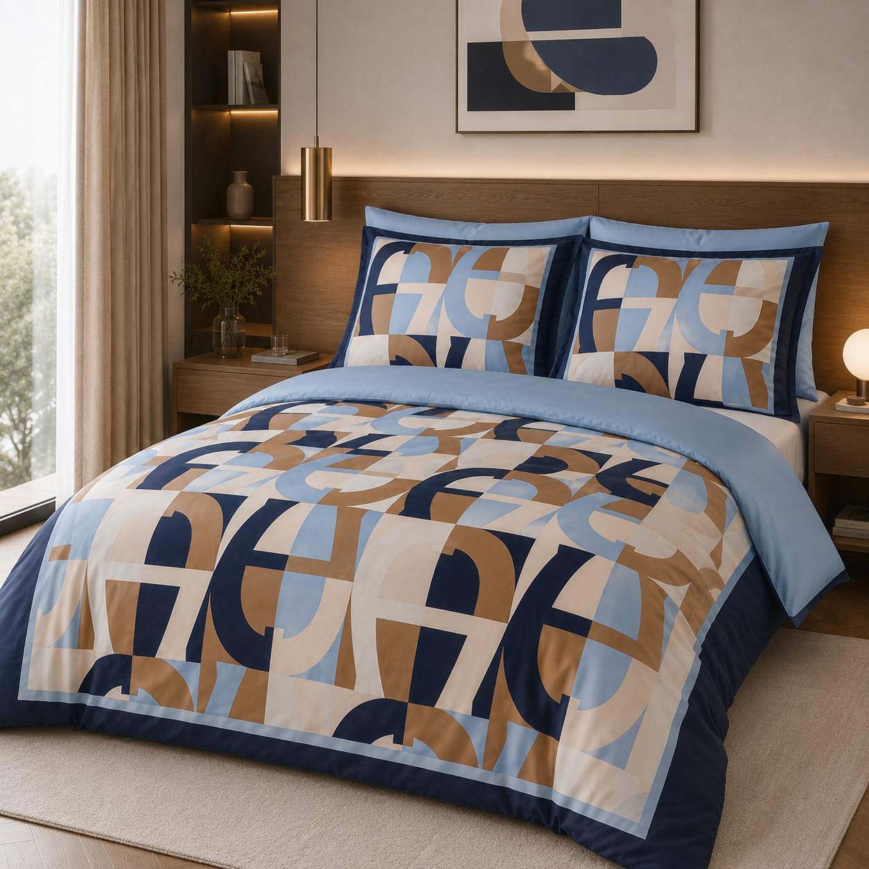 Povle�en� - Aigner - Comfort Sat�n - Dora - Modr� Logo - Premium Mako Sat�n 